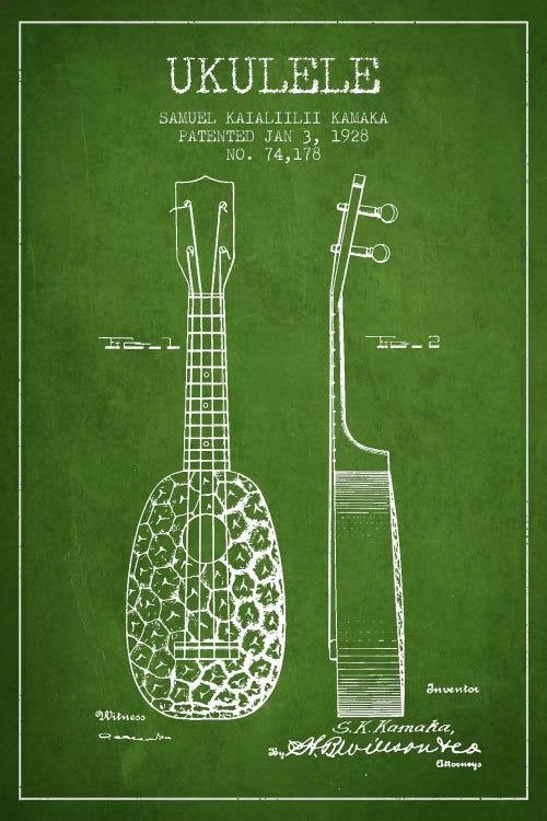 Ukulele Green Patent Blueprint
