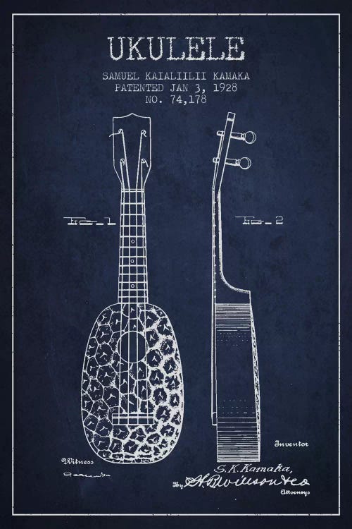 Ukulele Navy Blue Patent Blueprint