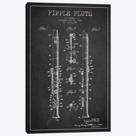 Fipple Flute Charcoal Patent Blueprint Canvas Print #ADP1014} by Aged Pixel Canvas Wall Art