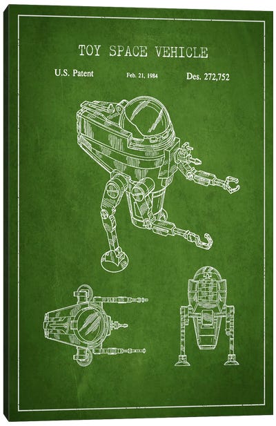 Toy Robot Green Patent Blueprint Canvas Art Print - Aged Pixel: Toys & Games