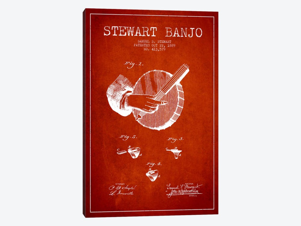 Stewart Banjo Red Patent Blueprint by Aged Pixel 1-piece Art Print