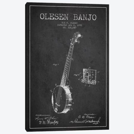 Olesen Banjo Charcoal Patent Blueprint Canvas Print #ADP1034} by Aged Pixel Canvas Art
