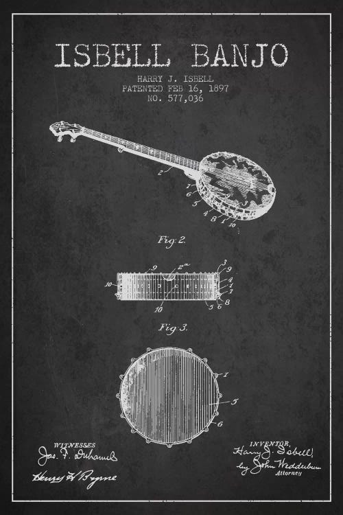 Isebell Banjo Charcoal Patent Blueprint