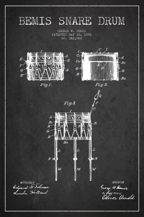 Bemis Drum Charcoal Patent Blueprint