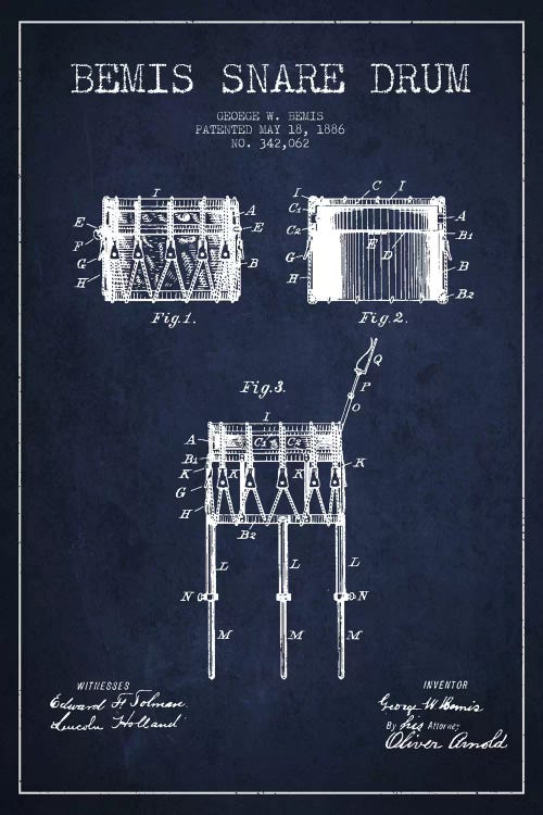 Bemis Drum Navy Blue Patent Blueprint