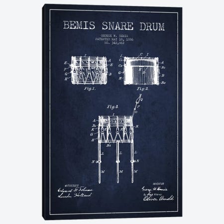Bemis Drum Navy Blue Patent Blueprint Canvas Print #ADP1051} by Aged Pixel Canvas Print