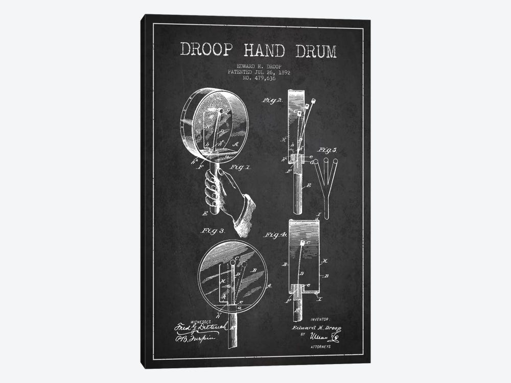 Droop Drum Charcoal Patent Blueprint by Aged Pixel 1-piece Canvas Print