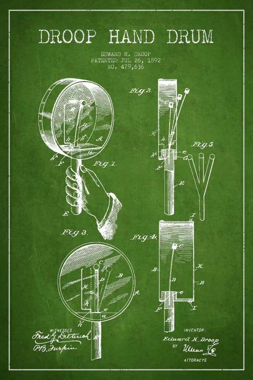 Droop Drum Green Patent Blueprint