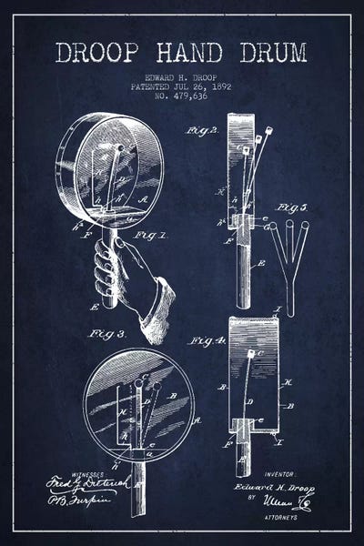 Drums: Droop Drum Navy Blue Patent Blueprint by Aged Pixel