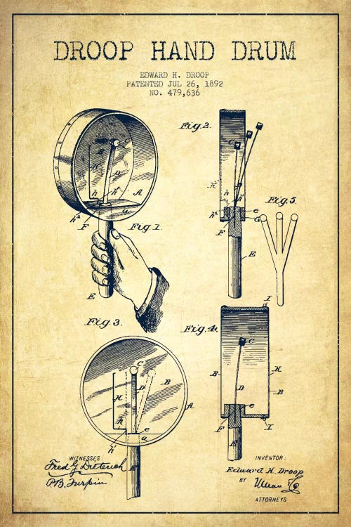 Droop Drum Vintage Patent Blueprint