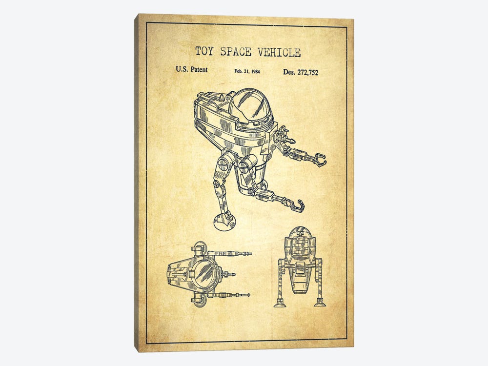 Toy Robot Vintage Patent Blueprint by Aged Pixel 1-piece Canvas Print