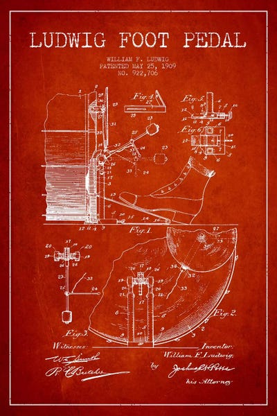 Drums: Ludwig Pedal Red Patent Blueprint by Aged Pixel
