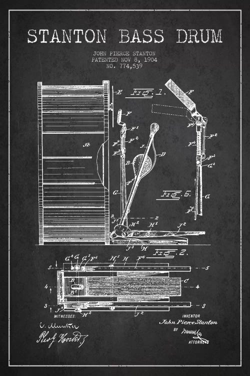 Stanton Bass Charcoal Patent Blueprint