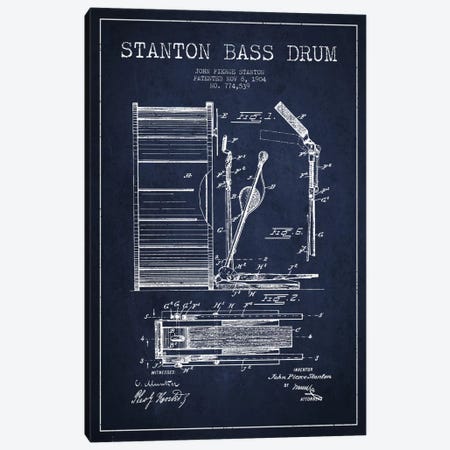 Stanton Bass Navy Blue Patent Blueprint Canvas Print #ADP1066} by Aged Pixel Art Print