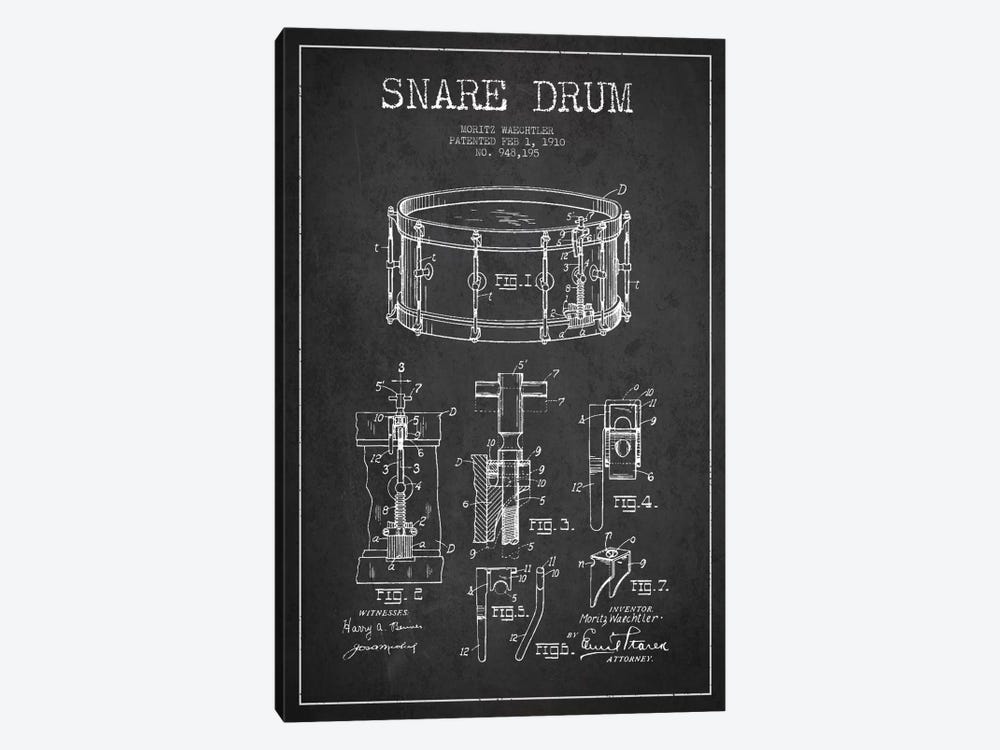 Waechtler Snare Charcoal Patent Blueprint by Aged Pixel 1-piece Canvas Print