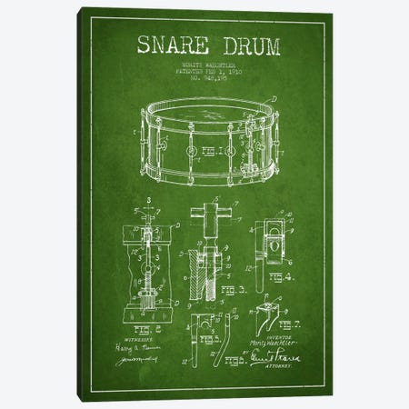 Waechtler Snare Green Patent Blueprint Canvas Print #ADP1070} by Aged Pixel Canvas Print