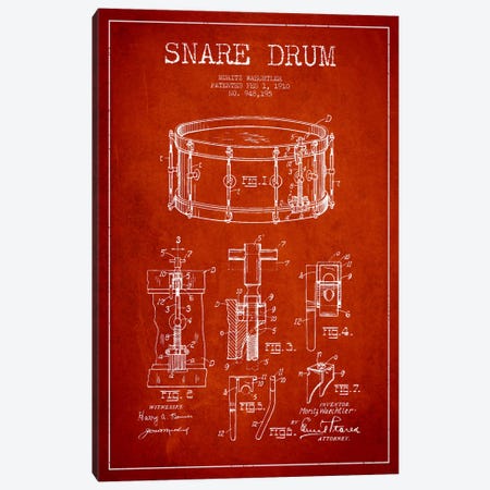 Waechtler Snare Red Patent Blueprint Canvas Print #ADP1072} by Aged Pixel Canvas Art Print