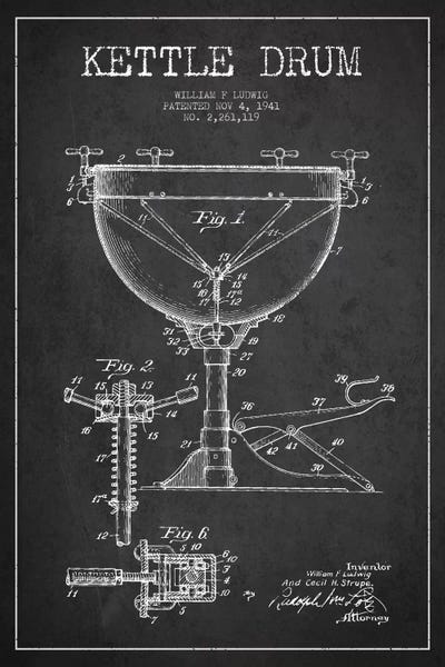 Ludwig Kettle Charcoal Patent Blueprint