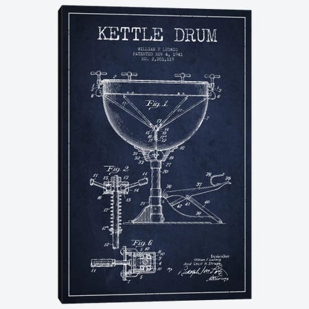 Ludwig Kettle Navy Blue Patent Blueprint Canvas Print #ADP1076} by Aged Pixel Canvas Art