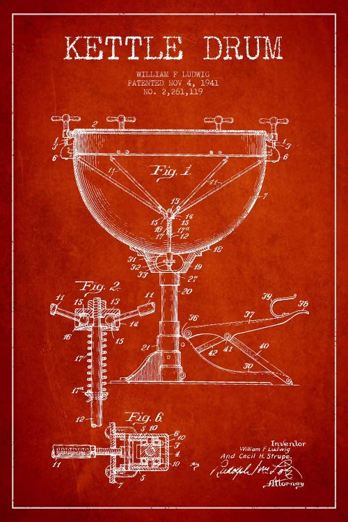 Ludwig Kettle Red Patent Blueprint