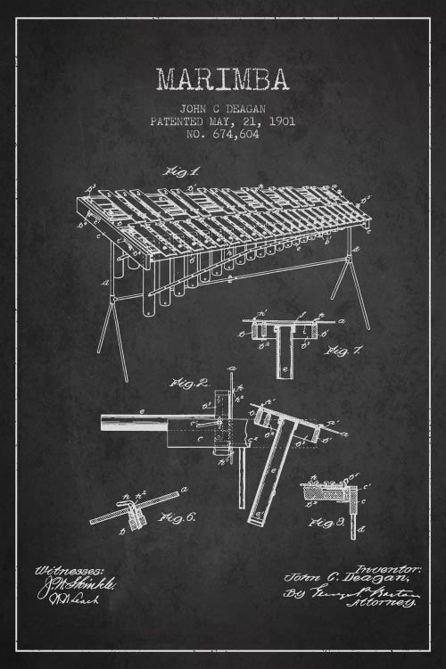 Marimba Charcoal Patent Blueprint