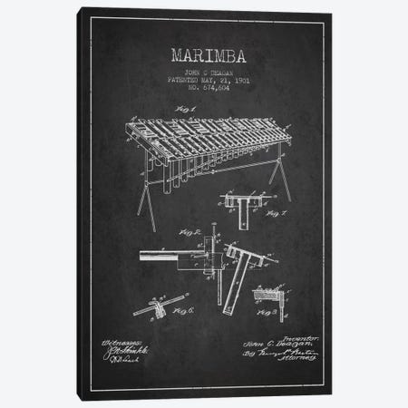 Marimba Charcoal Patent Blueprint Canvas Print #ADP1084} by Aged Pixel Canvas Print