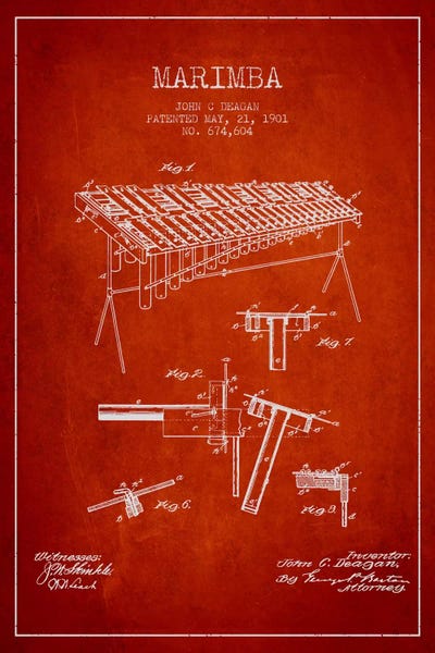 Music Blueprints: Marimba Red Patent Blueprint by Aged Pixel