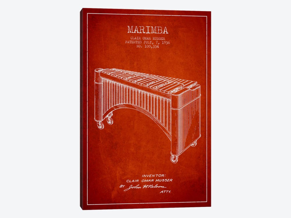 Marimba Red Patent Blueprint by Aged Pixel 1-piece Art Print