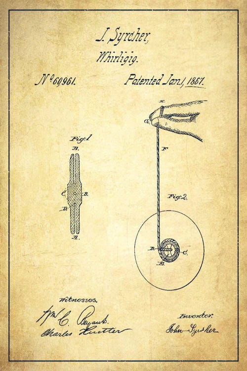 Yoyo Vintage Patent Blueprint