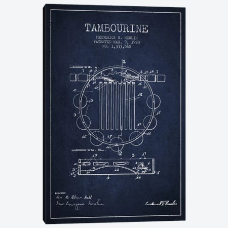 Tambourine Navy Blue Patent Blueprint Canvas Print #ADP1101} by Aged Pixel Canvas Print