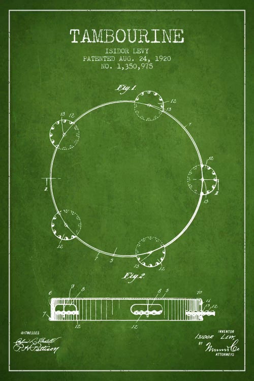 Tambourine Green Patent Blueprint