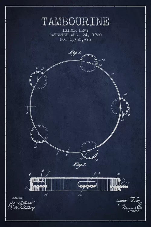 Tambourine Navy Blue Patent Blueprint