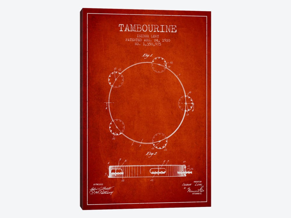 Tambourine Red Patent Blueprint by Aged Pixel 1-piece Canvas Wall Art