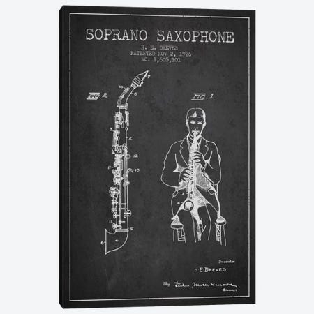 Soprano Sax Charcoal Patent Blueprint Canvas Print #ADP1109} by Aged Pixel Art Print