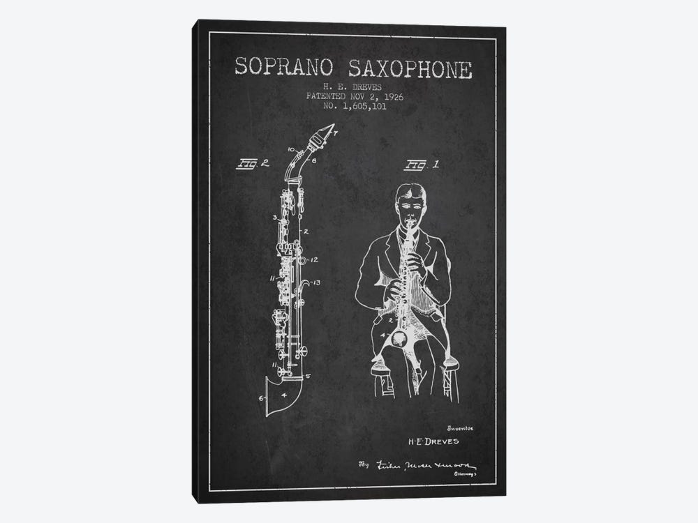 Soprano Sax Charcoal Patent Blueprint 1-piece Canvas Art