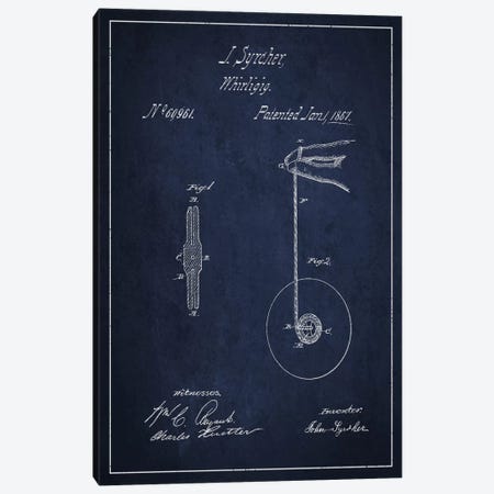 Yoyo Navy Blue Patent Blueprint Canvas Print #ADP110} by Aged Pixel Canvas Print