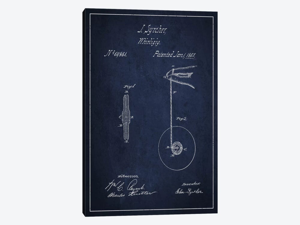 Yoyo Navy Blue Patent Blueprint by Aged Pixel 1-piece Canvas Print