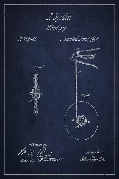 Toy & Game Blueprints: Yoyo Navy Blue Patent Blueprint I by Aged Pixel