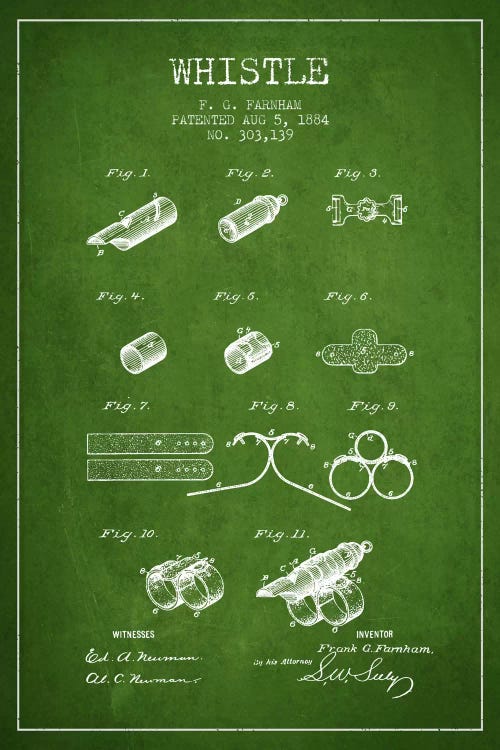 Whistle 1 Green Patent Blueprint