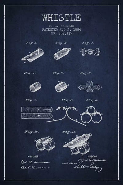 Music Blueprints: Whistle Navy Blue Patent Blueprint by Aged Pixel