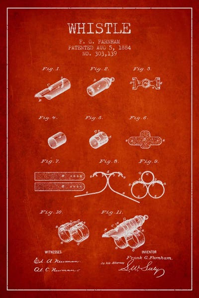 Music Blueprints: Whistle 1 Red Patent Blueprint by Aged Pixel