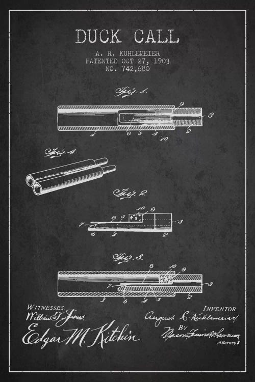 Duck Call Charcoal Patent Blueprint