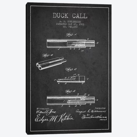 Duck Call Charcoal Patent Blueprint Canvas Print #ADP1119} by Aged Pixel Canvas Wall Art