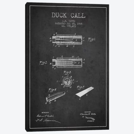Duck Call 2 Charcoal Patent Blueprint Canvas Print #ADP1124} by Aged Pixel Canvas Wall Art