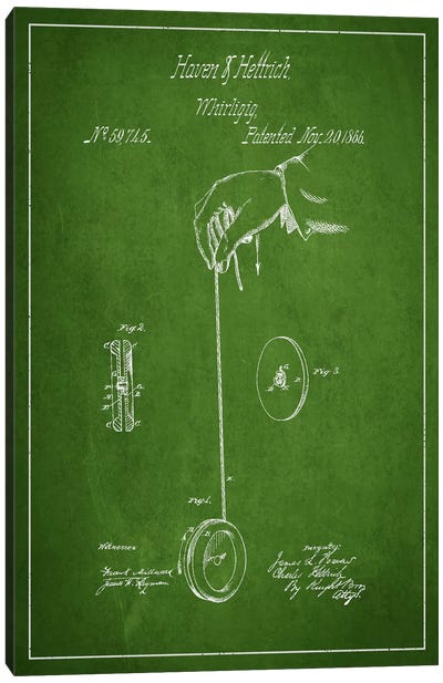 Yoyo Green Patent Blueprint Canvas Art Print - Blueprints & Patent Sketches