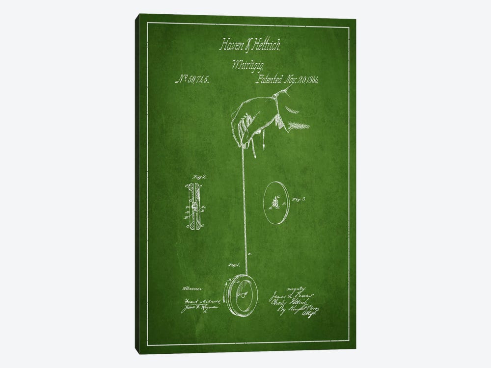 Yoyo Green Patent Blueprint by Aged Pixel 1-piece Art Print