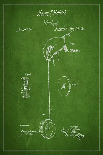 Toy & Game Blueprints: Yoyo Green Patent Blueprint II by Aged Pixel