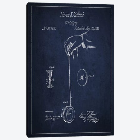 Yoyo Navy Blue Patent Blueprint Canvas Print #ADP113} by Aged Pixel Art Print