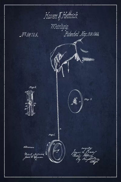 Toy & Game Blueprints: Yoyo Navy Blue Patent Blueprint II by Aged Pixel