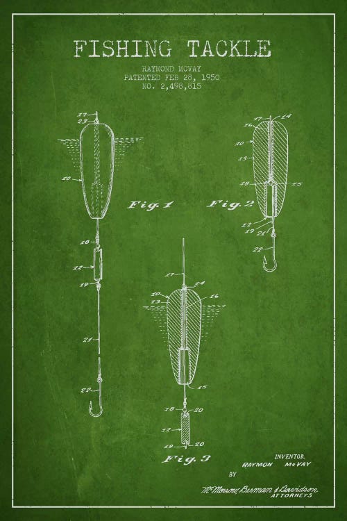 Fishing Tackle Green Patent Blueprint